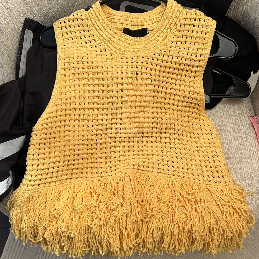 Zara Yellow Fringe Shirt